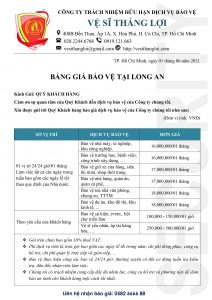 Báo giá dịch vụ bảo vệ tại Long An