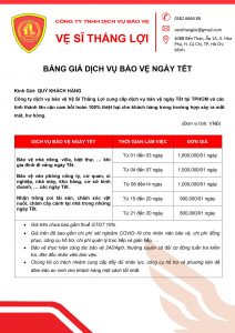 Báo giá dịch vụ bảo vệ ngày Tết