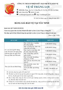 Báo giá dịch vụ bảo vệ tại Tây Ninh